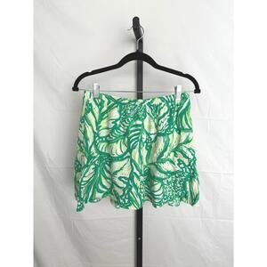 Lilly Pulitzer Green and White Floral Print Skort Size 4